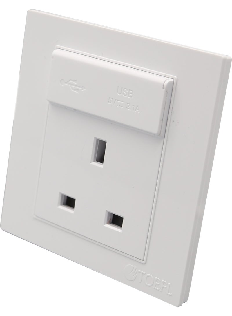 توفل فيش ثلاثي مع منفذ يو اس بي USB لون ابيض سادة توفل - Image 1