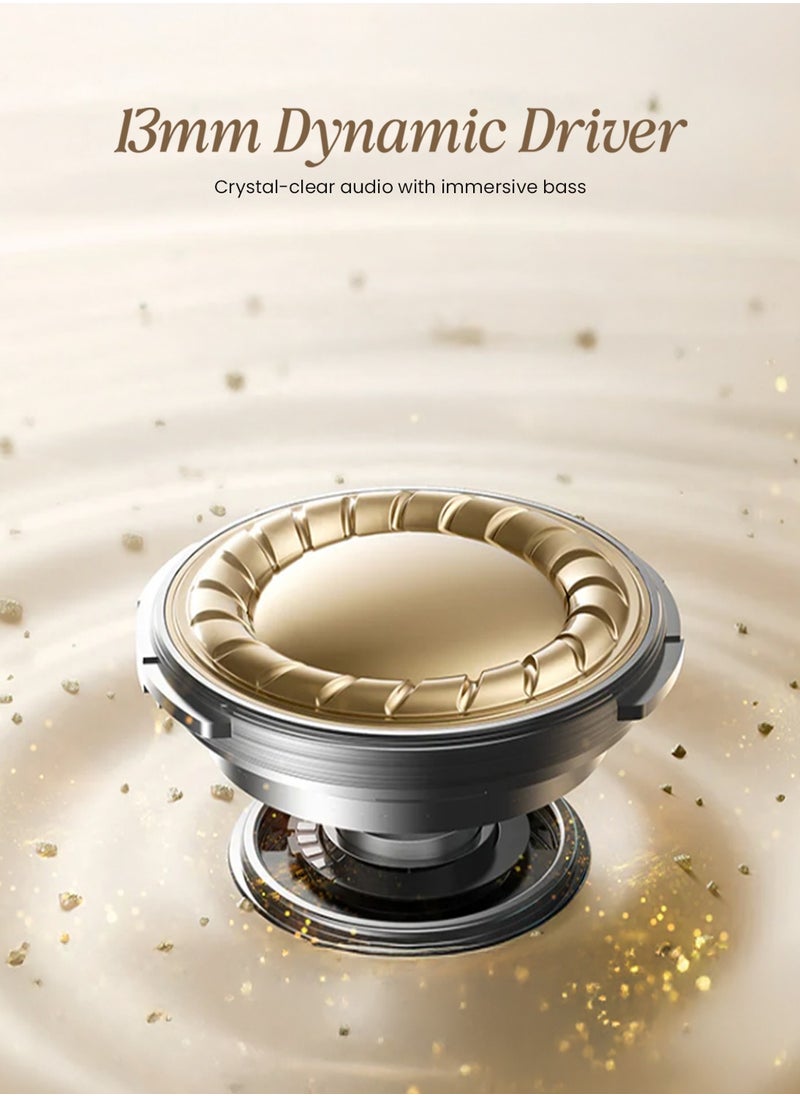 Faster Mystic Wireless Earbuds, Bluetooth 5.3 Earphones, 4Hrs Playback Ear Buds Premium Deep Bass Ear phones Stylish Charging Case- Digital Display, Touch Control Headphones for iOS Android Workout- Stylish Charging Case Premium Deep Bass Wireless Earphone (Golden)  - Image 2