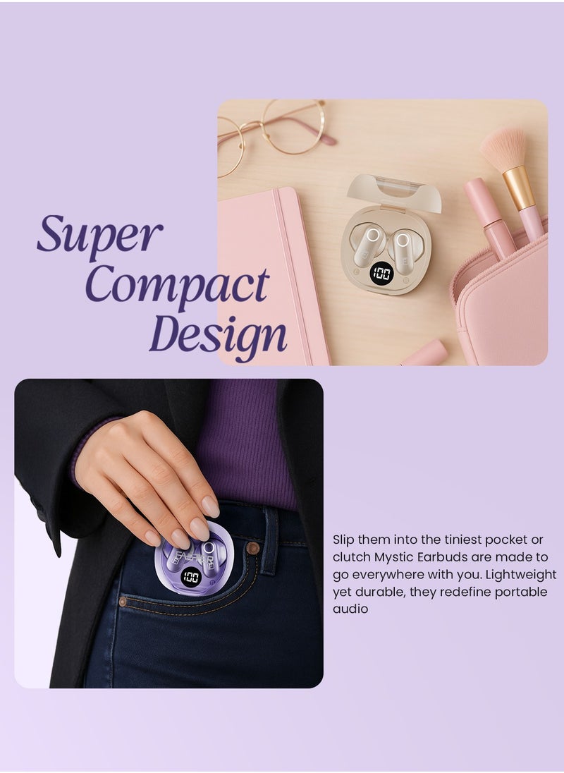 Faster Mystic Wireless Earbuds, Bluetooth 5.3 Earphones, 4Hrs Playback Ear Buds Premium Deep Bass Ear phones Stylish Charging Case- Digital Display, Touch Control Headphones for iOS Android Workout- Stylish Charging Case Premium Deep Bass Wireless Earphone (Golden)  - Image 4