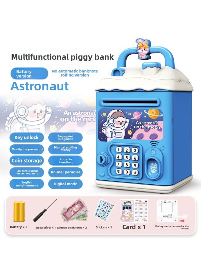 Generic - The Children's Girl's Kulomi Piggy Bank Can Be Accessed Only In And Out Of The Boy's Savings Password Box.-Colour:Astronaut [key To Unlock⭐Password Fingerprint⭐Manual Door Opening] Battery Version - Image 1