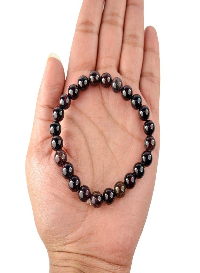 Crystu Natural Certified Garnet Bracelet Crystal Stone 8mm Beads Bracelet Round Shape (Color : Red) - Image 2