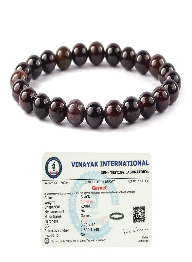 Crystu Natural Certified Garnet Bracelet Crystal Stone 8mm Beads Bracelet Round Shape (Color : Red) - Image 1