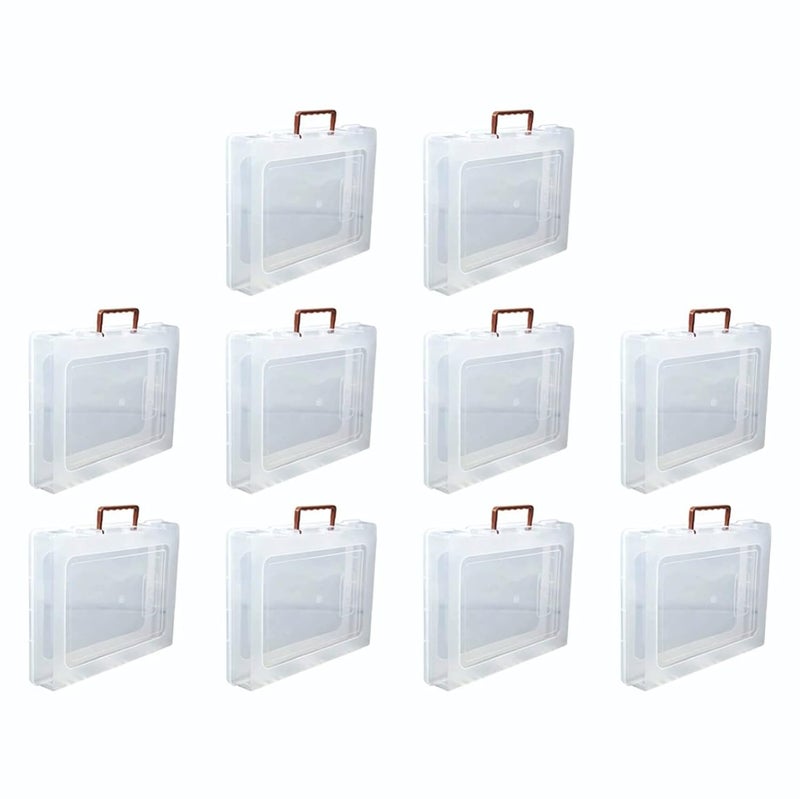 SHYONA Multipurpose Plastic Rectangular Storage Boxes with Locks and Handle Matte Finish for Saree Laptop Books Set of 10 Rajkumari - Image 1