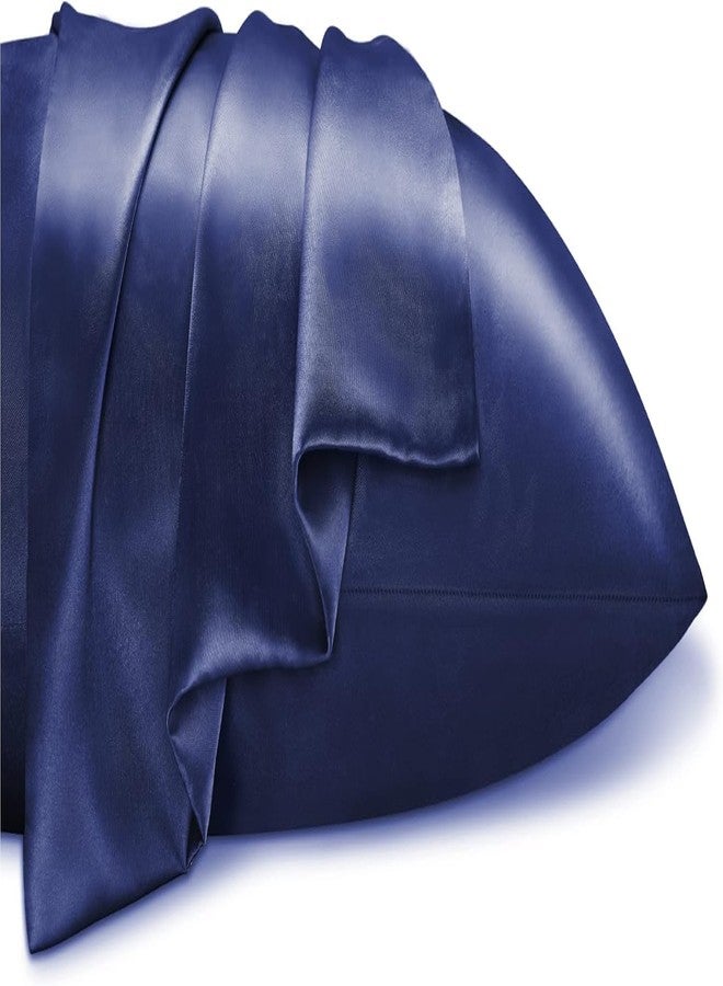 WEXUS Solid 150 Tc Satin Silk Pillow Cover 2 Piece | 3 PC Multicolor Scrunchies | with Envelope Closure Design | Comfortable for Hair and Skin | Case Set - 18"x28" inches (Blue) - Image 4