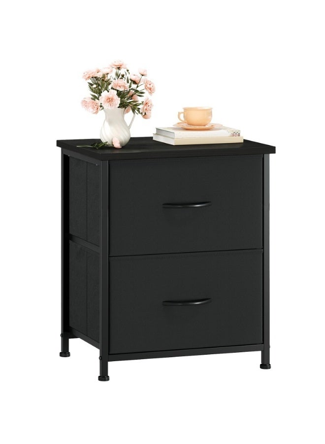 Visionnaire Modern Nightstand with 2 Drawers, Metal Frame Bedside Table, Minimalist Bedroom Storage Cabinet - Image 1