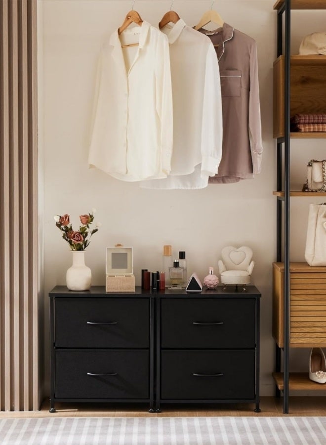 Visionnaire Modern Nightstand with 2 Drawers, Metal Frame Bedside Table, Minimalist Bedroom Storage Cabinet - Image 3