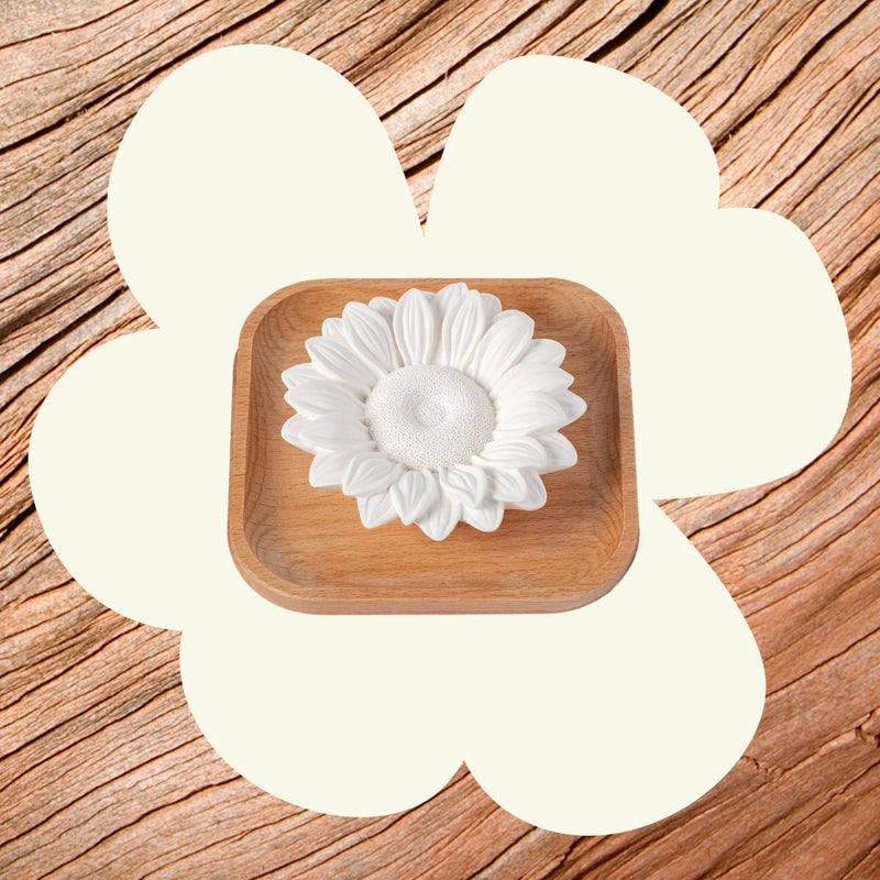 Plant Therapy Passive Sunflower Essential Oil Diffuser â€“ No Heat or Water Needed â€“ Natural Aromatherapy Diffuser for Home, Office, Travel â€“ Elegant Ceramic & Wood Design - Image 3