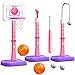 ShyLizard 3 in 1 Kids Basketball Hoop and T Ball Set Adjustable Height Toddler Basketball Hoop Hanging Tee Baseball Indoor Outdoor Sports Toys Gifts for Toddlers Boys Girls Ages 3 4 5 YearPink - Image 2
