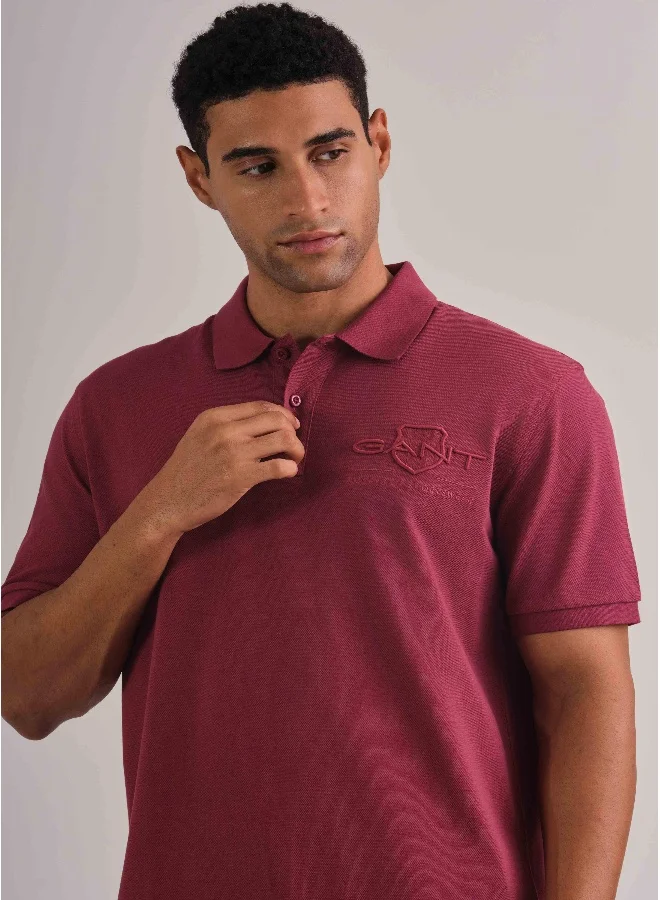 GANT Gant Regular Fit Tonal Shield Short Sleeve Polo