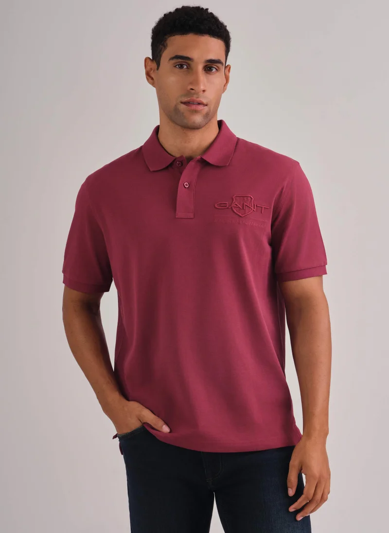 GANT Gant Regular Fit Tonal Shield Short Sleeve Polo