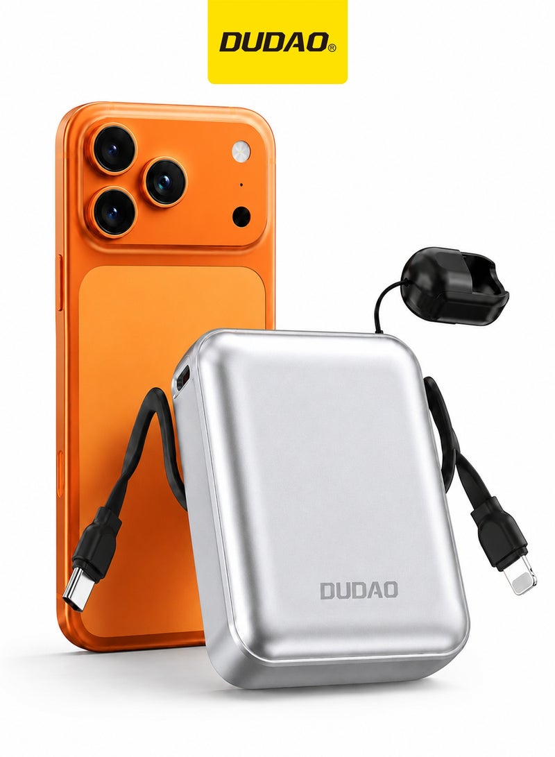 دوداو باور بانك صغير 10000mAh، شاحن متنقل صغير خفيف الوزن للغاية،  بنك طاقة مع كابل شحن سريع مدمج - Image 1