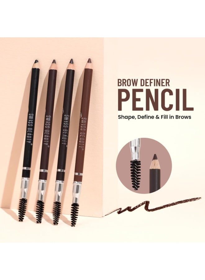 Swiss Beauty Eyebrow Definer Pencil With Spoolie | Smudge Proof, Waterproof And Pigmented Eyebrow Pencil |Shade - Black, 1.5Gm - Image 2