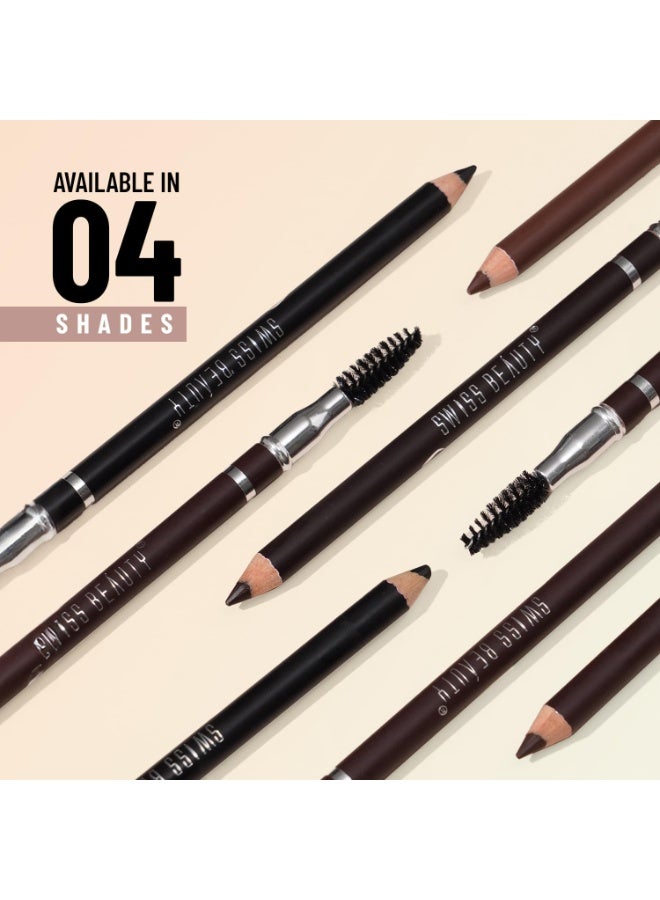 Swiss Beauty Eyebrow Definer Pencil With Spoolie | Smudge Proof, Waterproof And Pigmented Eyebrow Pencil |Shade - Black, 1.5Gm - Image 4