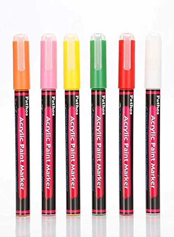 PATHOS INDIA Reversible Tip Acrylic Paint Markers Pen, Art Permanent Paint Pens for Painting on Rock, Glass, Canvas, Fabric, Metal, Wood, Ceramic, Easter Egg, DIY Craft (12 Colors) - Image 1