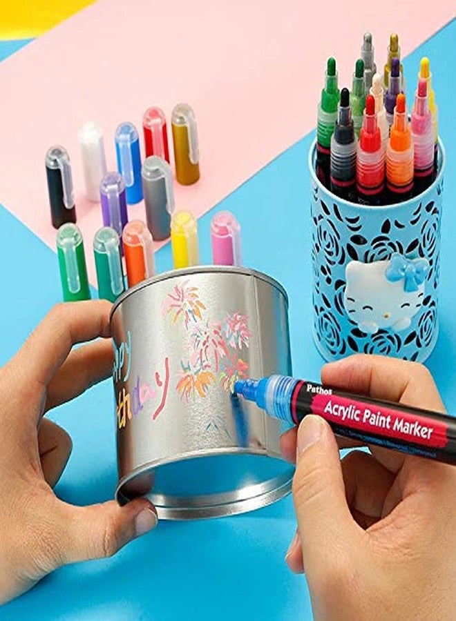 PATHOS INDIA Reversible Tip Acrylic Paint Markers Pen, Art Permanent Paint Pens for Painting on Rock, Glass, Canvas, Fabric, Metal, Wood, Ceramic, Easter Egg, DIY Craft (12 Colors) - Image 3