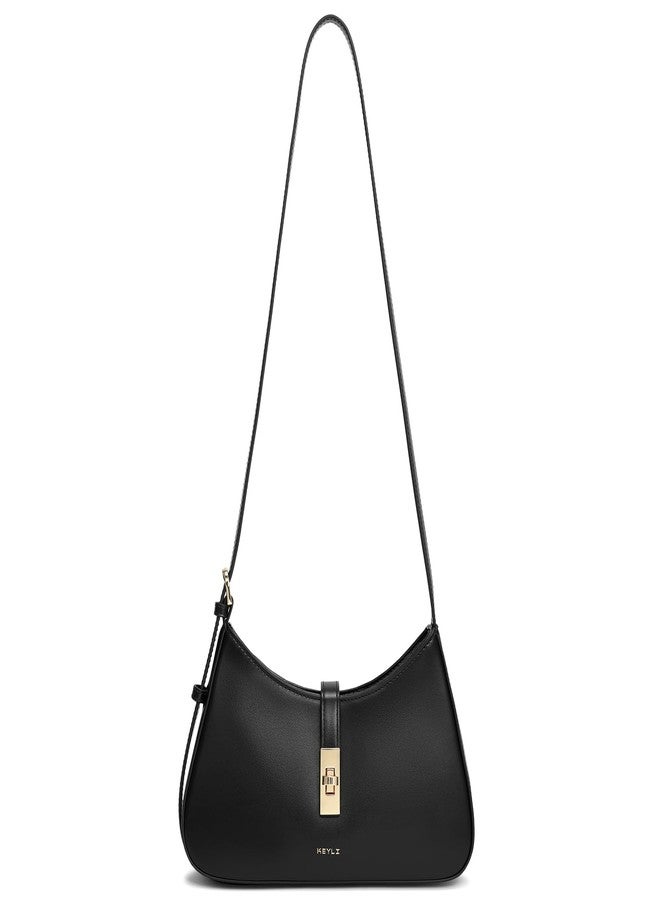 Keyli Shoulder Bag for Women, Purses for Women，Fashion Waterproof Vegan Leather CrossBody Bags Small Cute Handbags Hobo Bags Satchels Purse Tote Bag with Adjustable Strap Black - Image 1