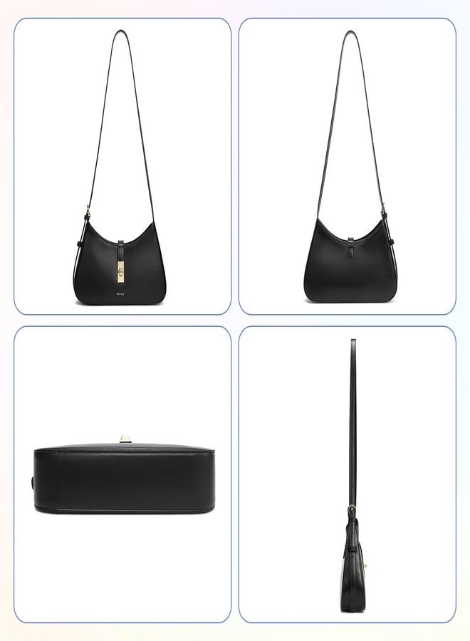 Keyli Shoulder Bag for Women, Purses for Women，Fashion Waterproof Vegan Leather CrossBody Bags Small Cute Handbags Hobo Bags Satchels Purse Tote Bag with Adjustable Strap Black - Image 4