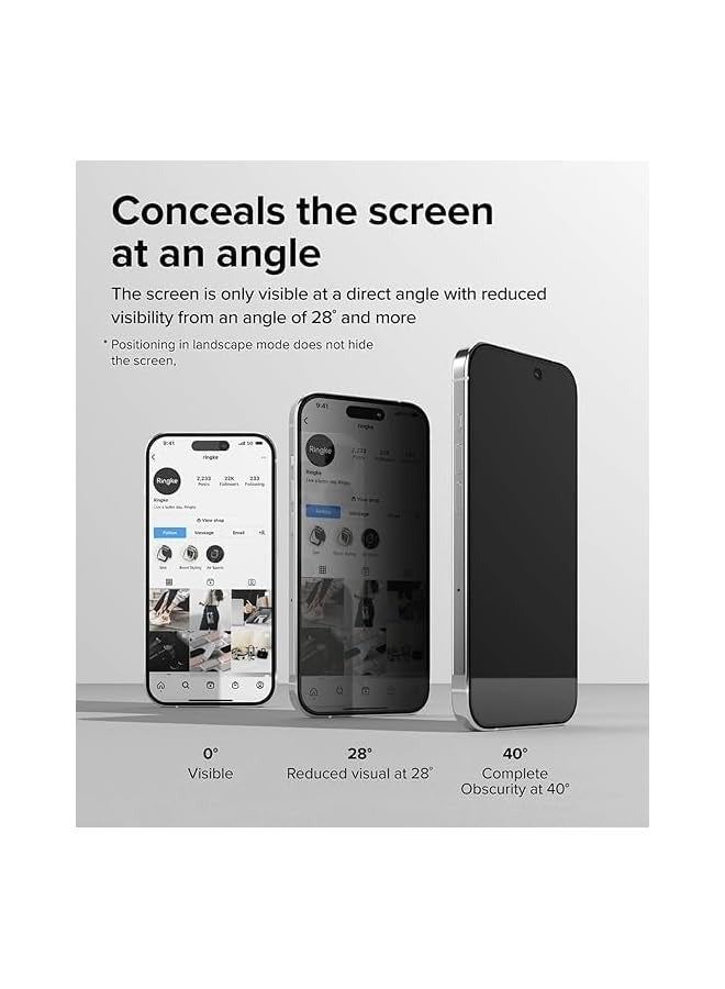 بروماس واقي شاشة من الزجاج المقوى للخصوصية لهاتف iPhone 16 Pro Max، عبوة من قطعتين، أسود مضاد للتجسس (iPhone 16 Pro Max) - Image 2