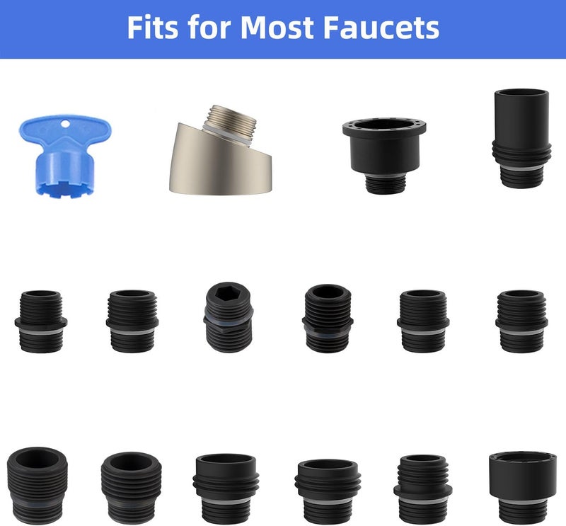 iFealClear Universal Pull Down Kitchen Faucet Head Replacement, 3 Function Anti-Splashing Faucet Head for Kitchen Sink, Kitchen Faucet Head Replacement Female Thread with 15 Adapters, Brushed Nickel - Image 3