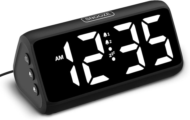 Netzu Digital Alarm Clocks for Bedrooms, Loud Alarm Clock with Dual Alarms, Bold Digits, 5 Dimmers, 4 Volumes, Snooze, Bedside Clock for Deep Sleepers Kids Teens Seniors, Plug in Clock, Easy to Set - Image 1