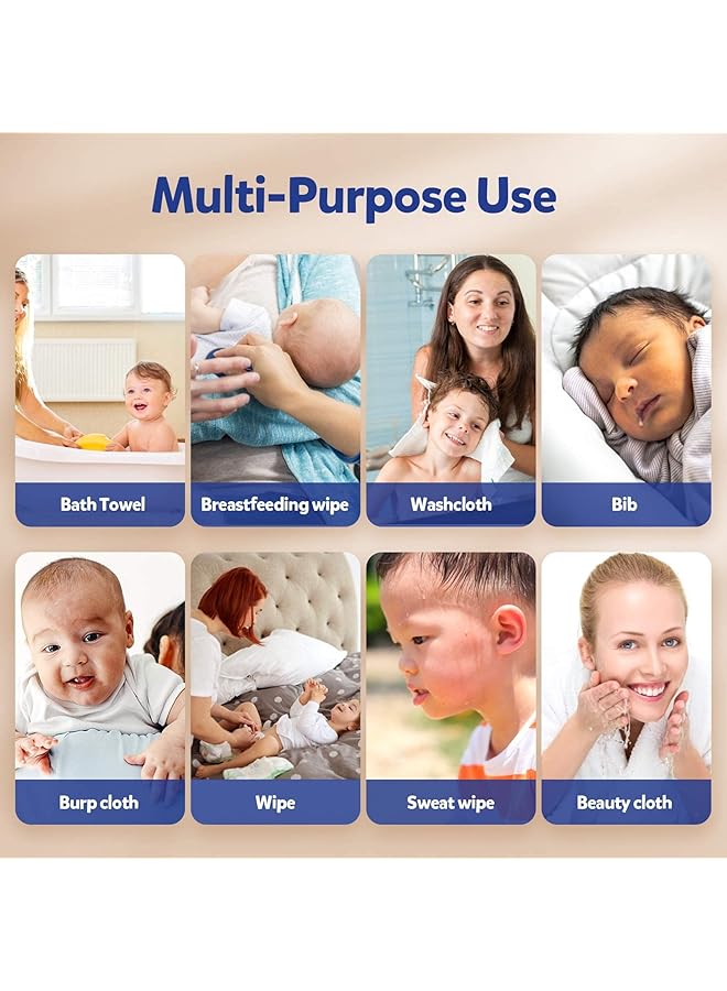 KASTWAVE Baby Muslin Washcloths Kids Face Towel Burp Cloths In Classified Design Soft Fluffy Breathable Newborn Wash Wipes Great For Baby Shower Registry Gifts (6 Pack 12X12 Inches) - Image 4