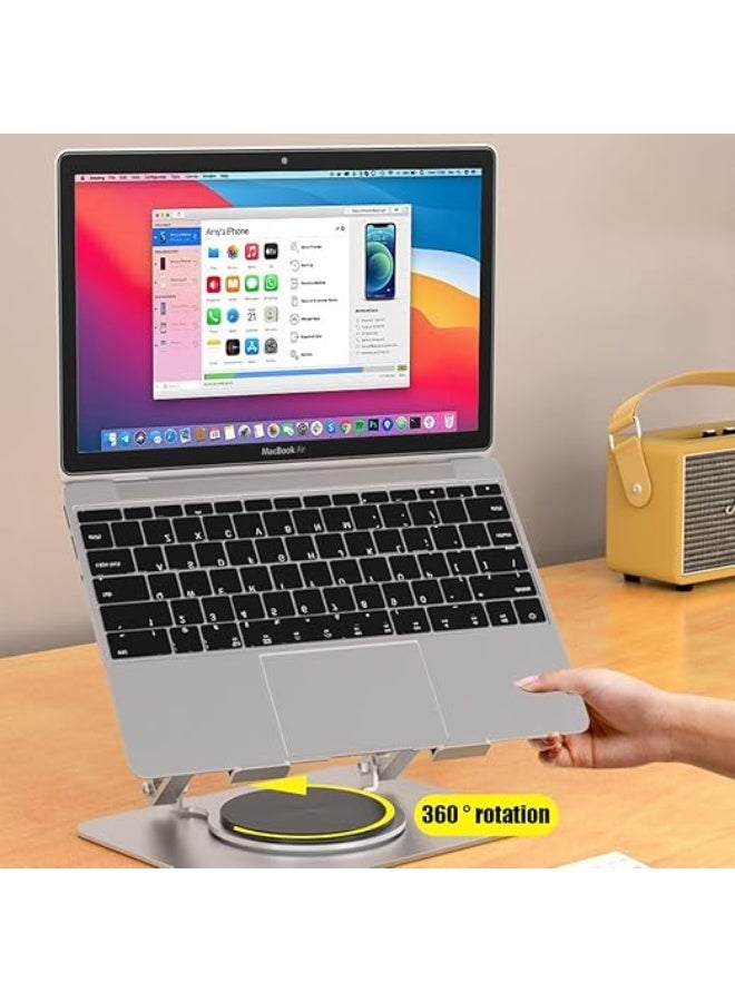 Adjustable Laptop and Tablet Stand with 360° Rotating Base, Foldable Desk Mount for Laptops and Tablets up to 17.3 Inches - Image 4