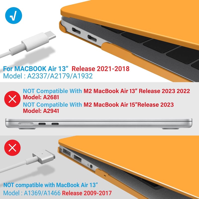 I Benzer Compatible with New MacBook Air 13 inch Case 2022 2021 2020 M1 A2337 A2179 A1932, Plastic Hard Shell Case with Keyboard Cover for Mac Retina Display with Touch ID, Marigold, MAT13-MAGD+1 - Image 4