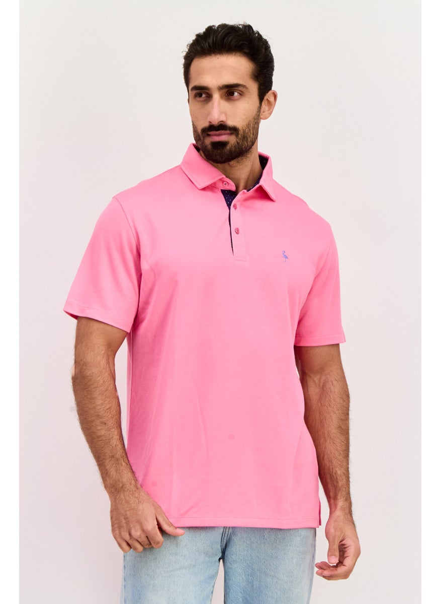 Tailorbyrd Men Regular Fit Short Sleeves Embroidered Logo Polo Shirt, Pink  - Image 1