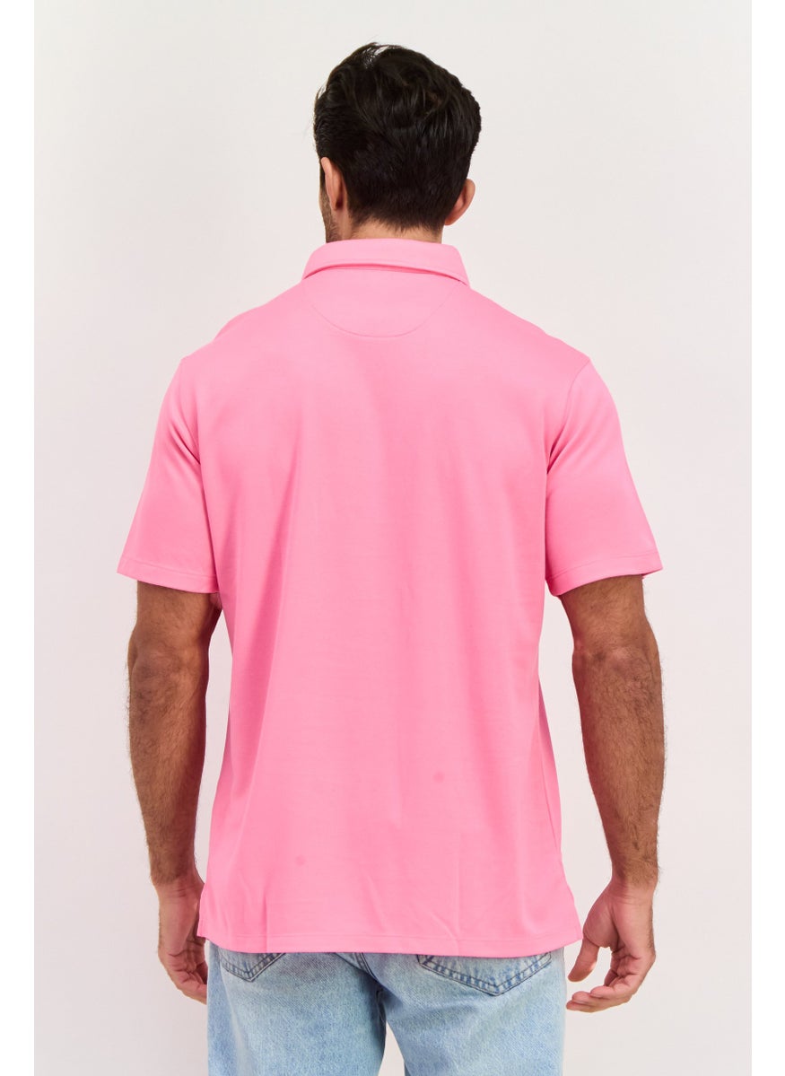 Tailorbyrd Men Regular Fit Short Sleeves Embroidered Logo Polo Shirt, Pink  - Image 2