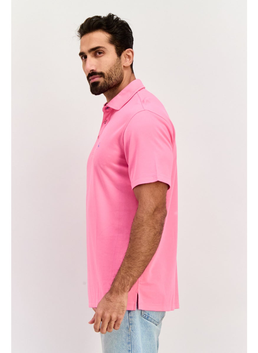 Tailorbyrd Men Regular Fit Short Sleeves Embroidered Logo Polo Shirt, Pink  - Image 3