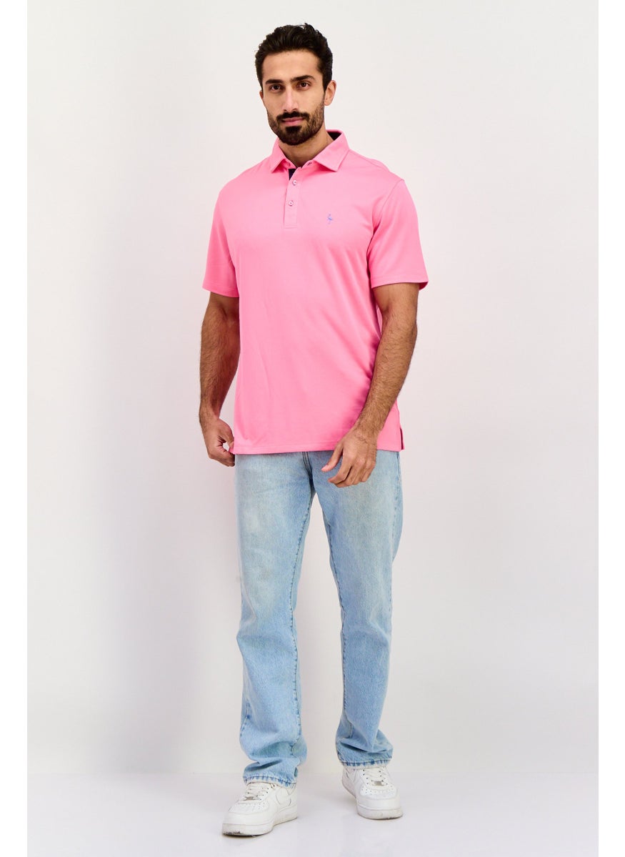Tailorbyrd Men Regular Fit Short Sleeves Embroidered Logo Polo Shirt, Pink  - Image 4