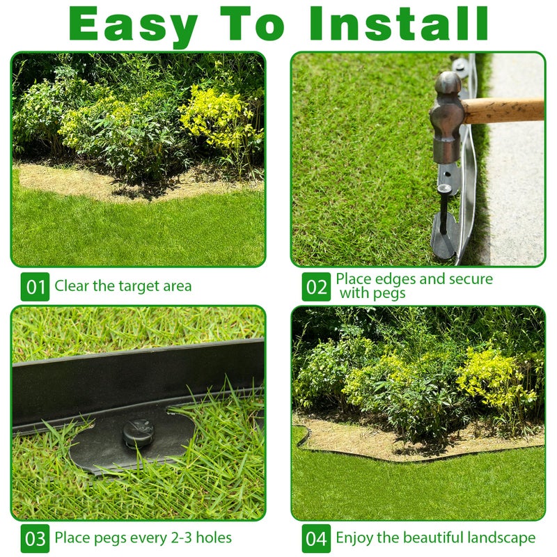 Meoslss Landscape Edging Border 100 FT 2 Inch Tall with 180 Spikes, Plastic Edging for Landscaping, Garden Edging Border, Flower Bed, Paver and Lawn Edging Border, Black - Image 4