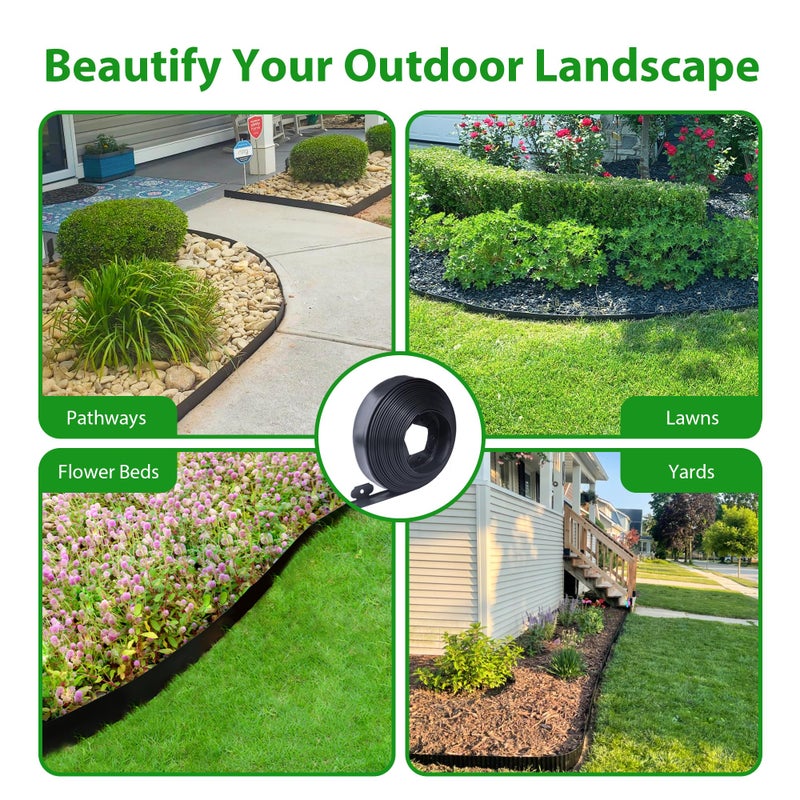 Meoslss Landscape Edging Border 100 FT 2 Inch Tall with 180 Spikes, Plastic Edging for Landscaping, Garden Edging Border, Flower Bed, Paver and Lawn Edging Border, Black - Image 3