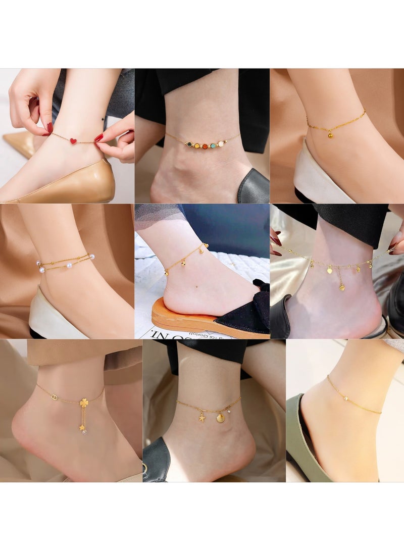 يوكانبي خلخال أنيق للنساء – قلادة قلب، لؤلؤ، جرس، صدف والمزيد من الزينة العصرية | قابل للتعديل وأنيق - Image 1