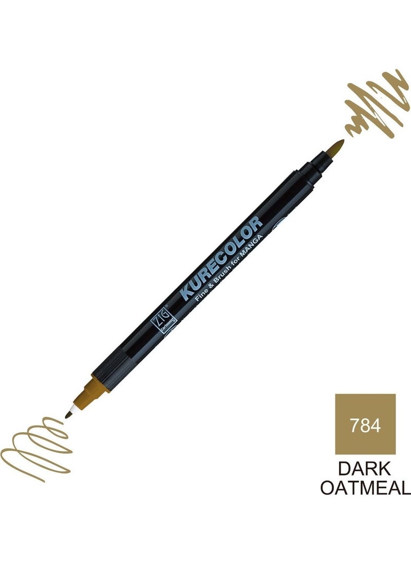 Zig Kurecolor Mangaka Fine&brush Double-Sided Pen CNKC-2200 No 784 Dark Oatmetal  - Image 1