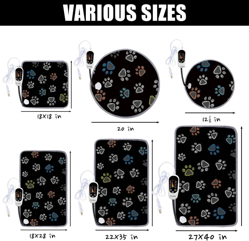furrybaby Pet Heating Pad, Waterproof Dog Heating Pad Mat for Cat with Durable Anti-Bite Tube Indoor for Puppies Dogs Cats (1 Pack Black, 34 X 24in, Temp Adjustable) - Image 5