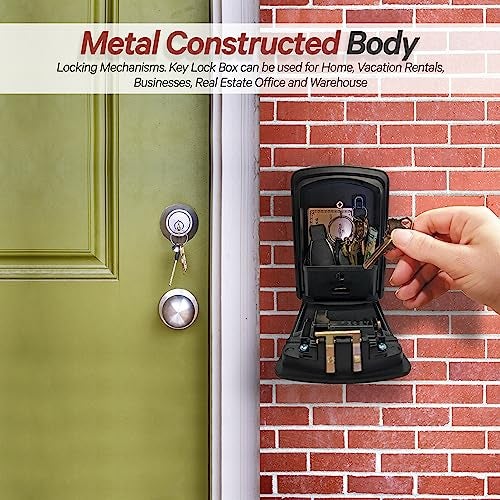 Iron Lock® Key Lock Box XXL Wall Mount for Keys 4 Digit Combination with Resettable Code with A B Switch Extra Large lockbox Indoor Outdoor Waterproof Big Key Lock Box House Spare Keys (XXL, Black) - Image 3