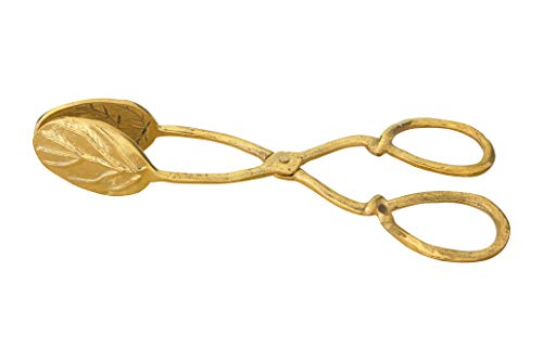 Creative CoOp Embossed Leaf Shaped Tongs Gold