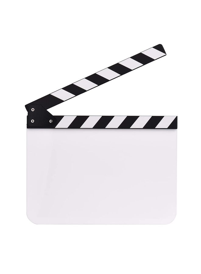 30cm*25cm Movie Clapboard, White Acrylic Scene Clapper Board with Magnetic Strip for Directors TV Films Action Scenes Video Production - Lightweight Wooden Slate Prop - Image 1
