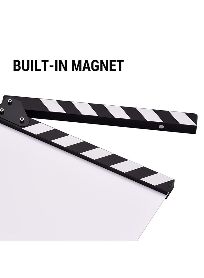 30cm*25cm Movie Clapboard, White Acrylic Scene Clapper Board with Magnetic Strip for Directors TV Films Action Scenes Video Production - Lightweight Wooden Slate Prop - Image 3