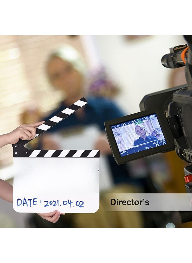 30cm*25cm Movie Clapboard, White Acrylic Scene Clapper Board with Magnetic Strip for Directors TV Films Action Scenes Video Production - Lightweight Wooden Slate Prop - Image 5