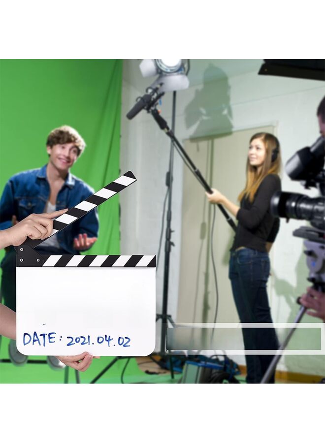 30cm*25cm Movie Clapboard, White Acrylic Scene Clapper Board with Magnetic Strip for Directors TV Films Action Scenes Video Production - Lightweight Wooden Slate Prop - Image 4
