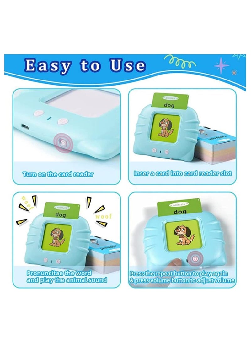 Flash Cards for Toddlers, 224 Words Flashcard Learning toys for 2 3 4 year olds Preschool Learning Resource Electronic Interactive Toys, For Boys and Girls Speech Therapy (BLUE 01) - Image 2