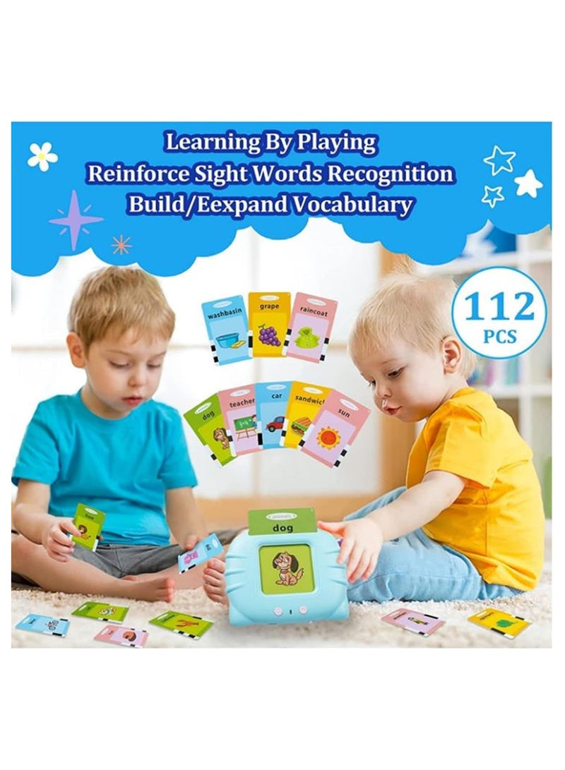 Flash Cards for Toddlers, 224 Words Flashcard Learning toys for 2 3 4 year olds Preschool Learning Resource Electronic Interactive Toys, For Boys and Girls Speech Therapy (BLUE 01) - Image 5