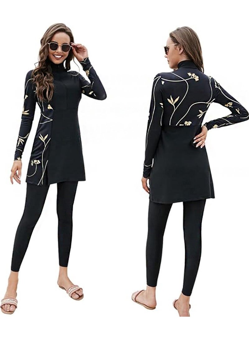 Women Modest Muslim Swimsuits Full Body Islamic Arabic Burkini 2 Pieces Swimming Dress Suit Rash Guard Swimwear - Image 1