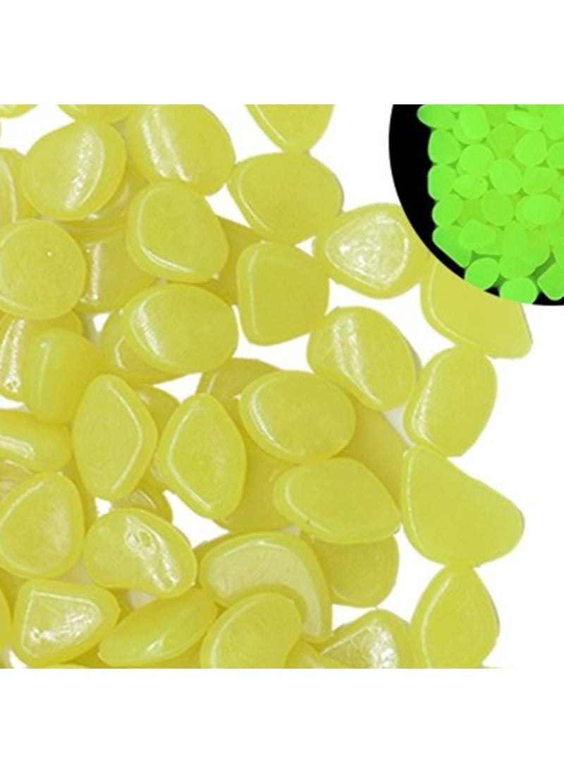 Luminous Stone 500 Pack Factory Wholesale Cross-border Gardening Fish Tank Landscaping Pebbles Plastic Artificial Fluorescent Stone Yellow 