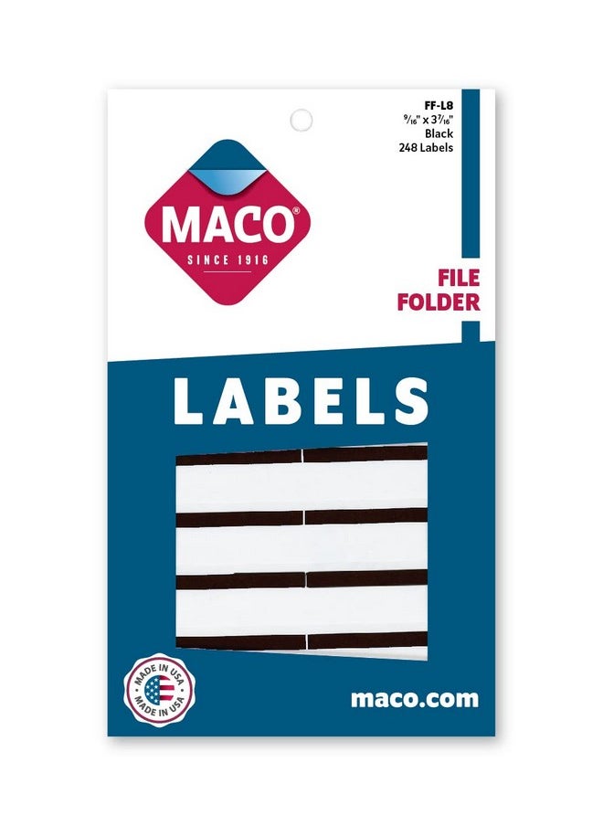 Maco - Black File Folder Labels, 9/16 X 3-7/16 Inches, 248 Per Box (Ff-L8) - Image 1