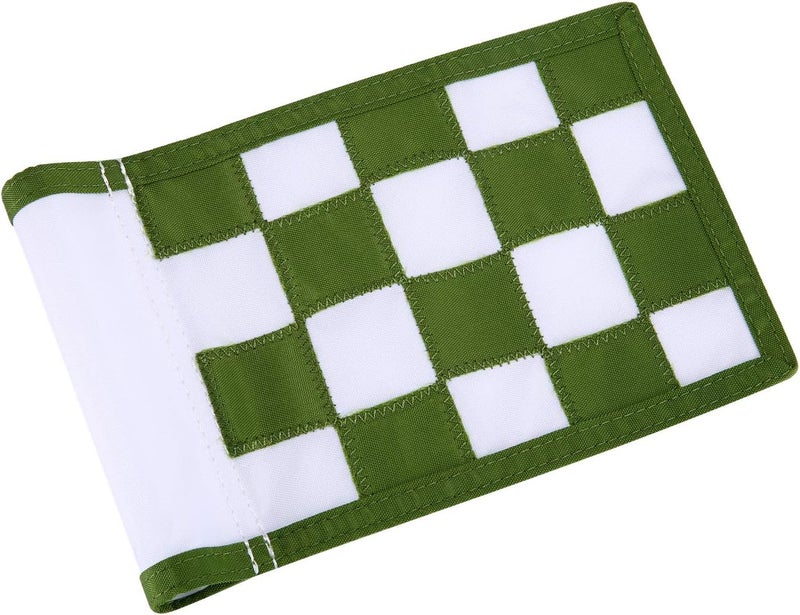 KONDAY Nylon Golf Putting Green Flags - Solid & Checkered, Indoor/Outdoor, Portable Target Flags, 8.7"x6" (White-Green) - Image 1