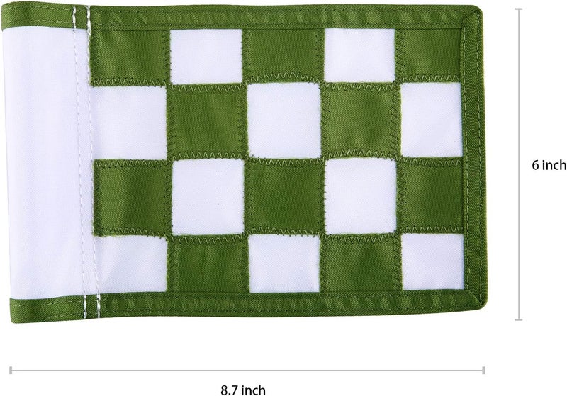 KONDAY Nylon Golf Putting Green Flags - Solid & Checkered, Indoor/Outdoor, Portable Target Flags, 8.7"x6" (White-Green) - Image 2