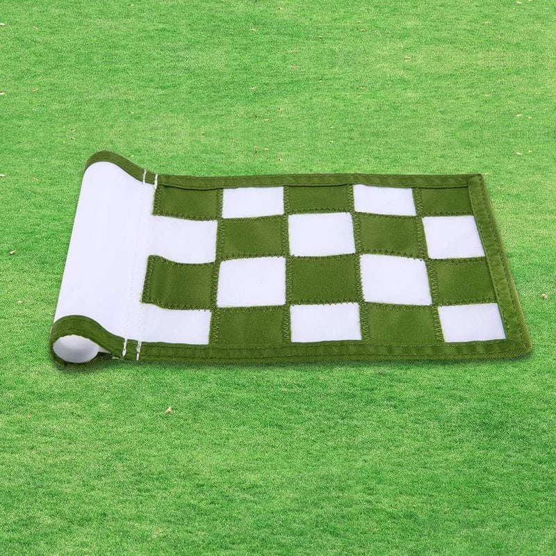 KONDAY Nylon Golf Putting Green Flags - Solid & Checkered, Indoor/Outdoor, Portable Target Flags, 8.7"x6" (White-Green) - Image 4